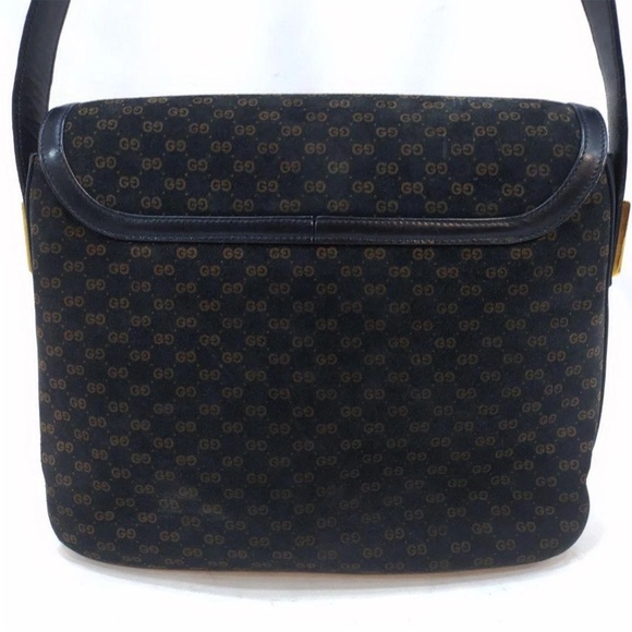 Gucci Navy Leather Bag with Gold Logo - Picture 2 of 10